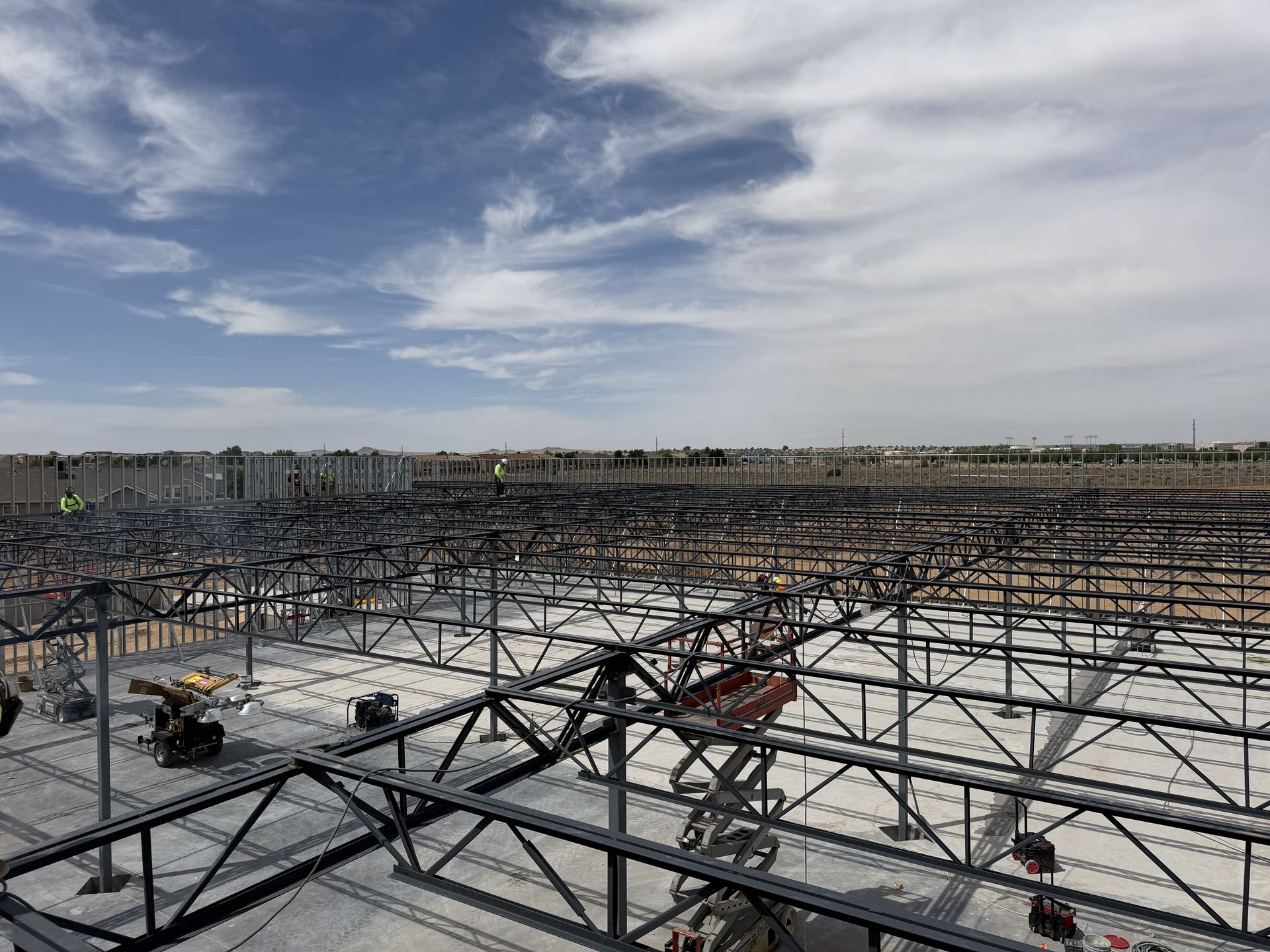 Steel roof truss and deck erection crew at the Goodwill Industries building, Unser and McMahon, Albuquerque